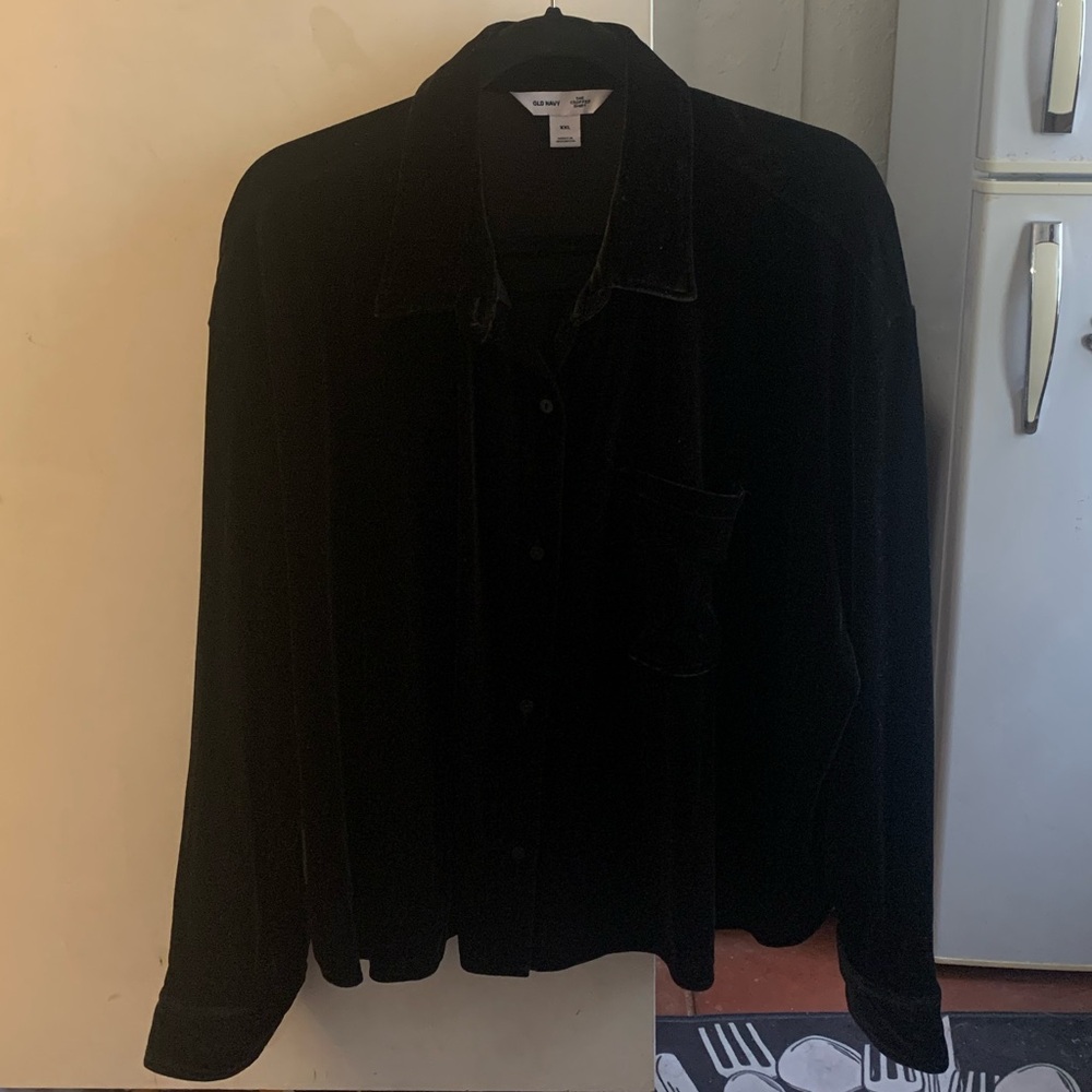 Old Navy Velvet Cropped Button-Down Shirt